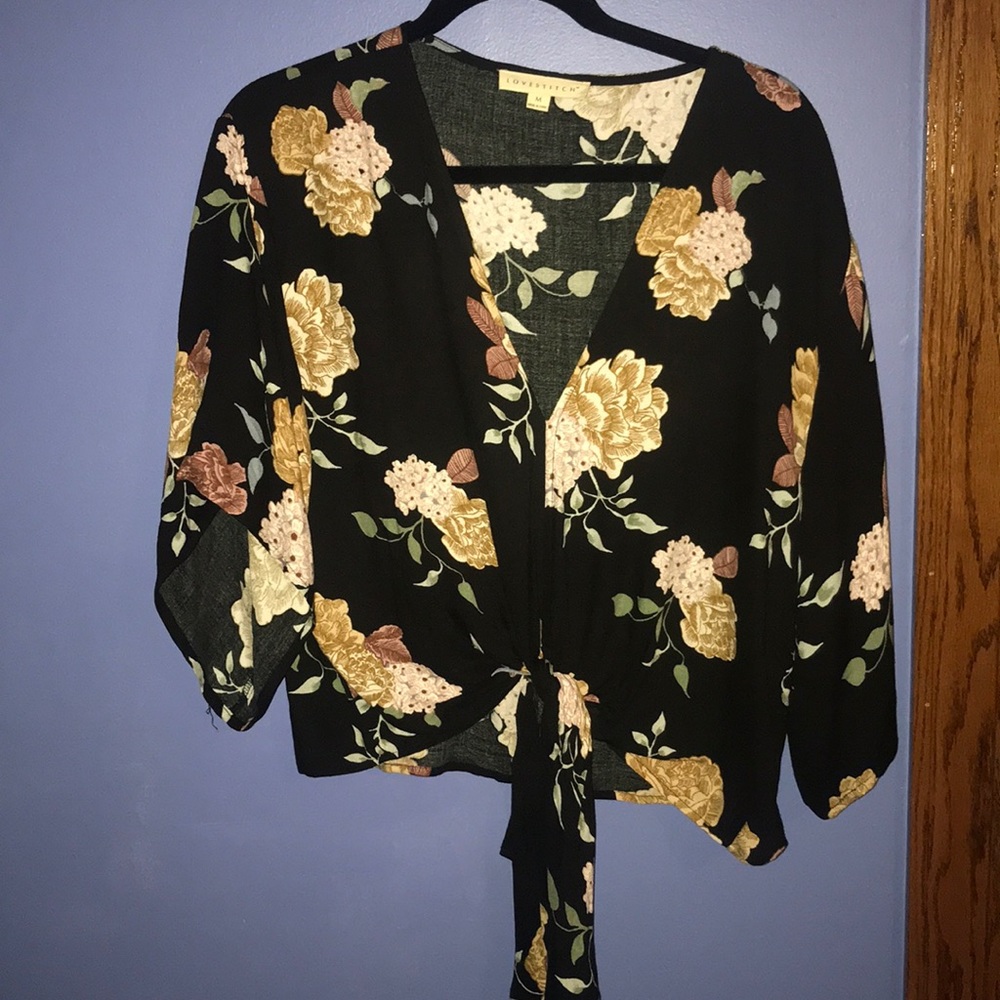 Floral tie front top